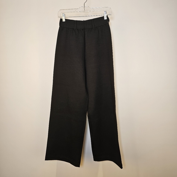 Black 4-way stretch thick knit wide leg pants size S US - Picture 2 of 5